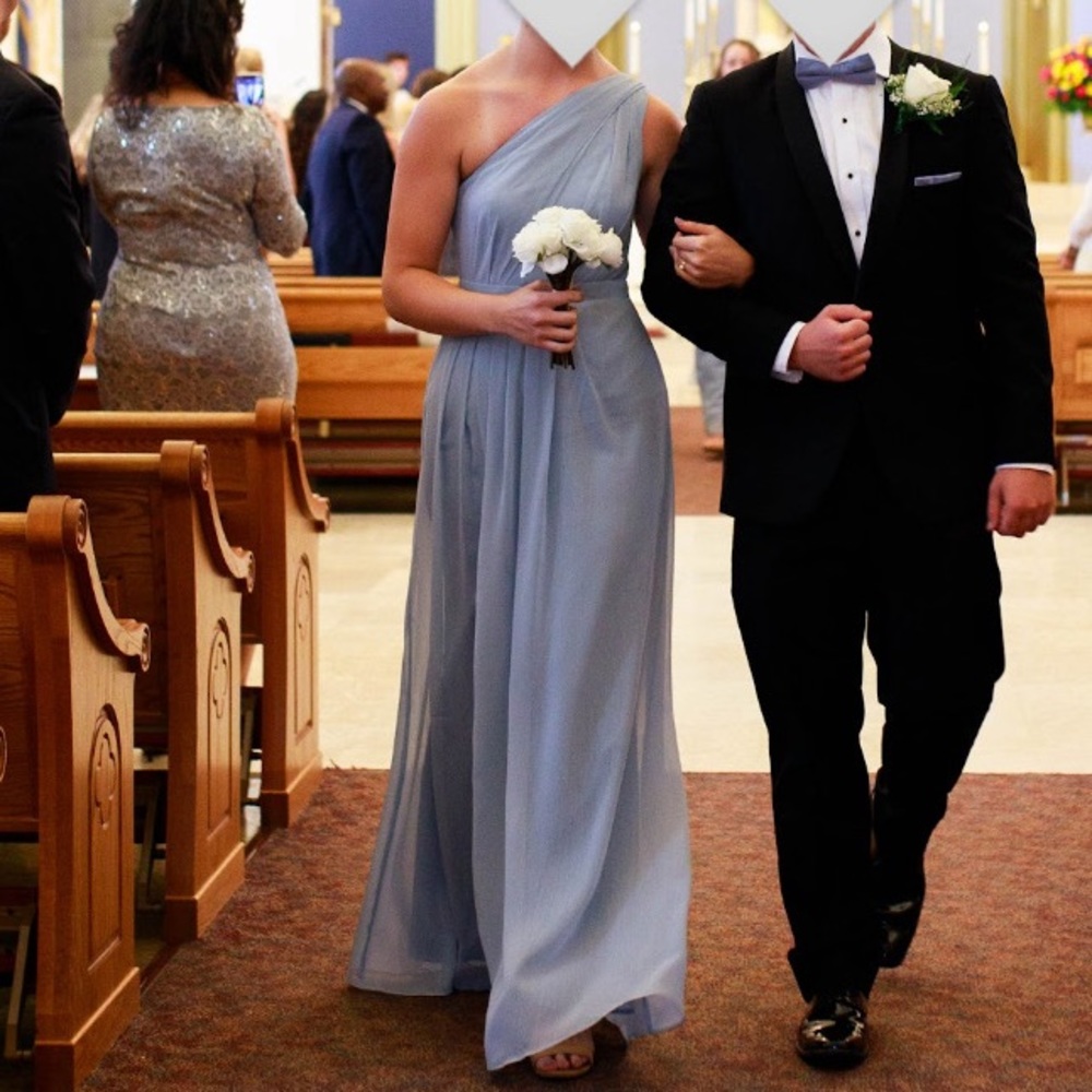 David’s Bridal Dusty Blue Bridesmaid Dress